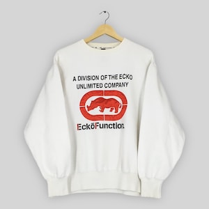 Vintage Y2K Ecko Function Sweatshirt Medium Ecko Unlimited Hip Hop Crewneck Ecko 72 Gray White Sweater Marc Ecko Boxy Jumper Size M
