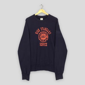 Vintage Blue Blue H.R.M.MFG.CO. Sweatshirt XLarge High Standard Service Fireman Crewneck Blue Japan Jumper Blue Blue Japan Sweater Size XL