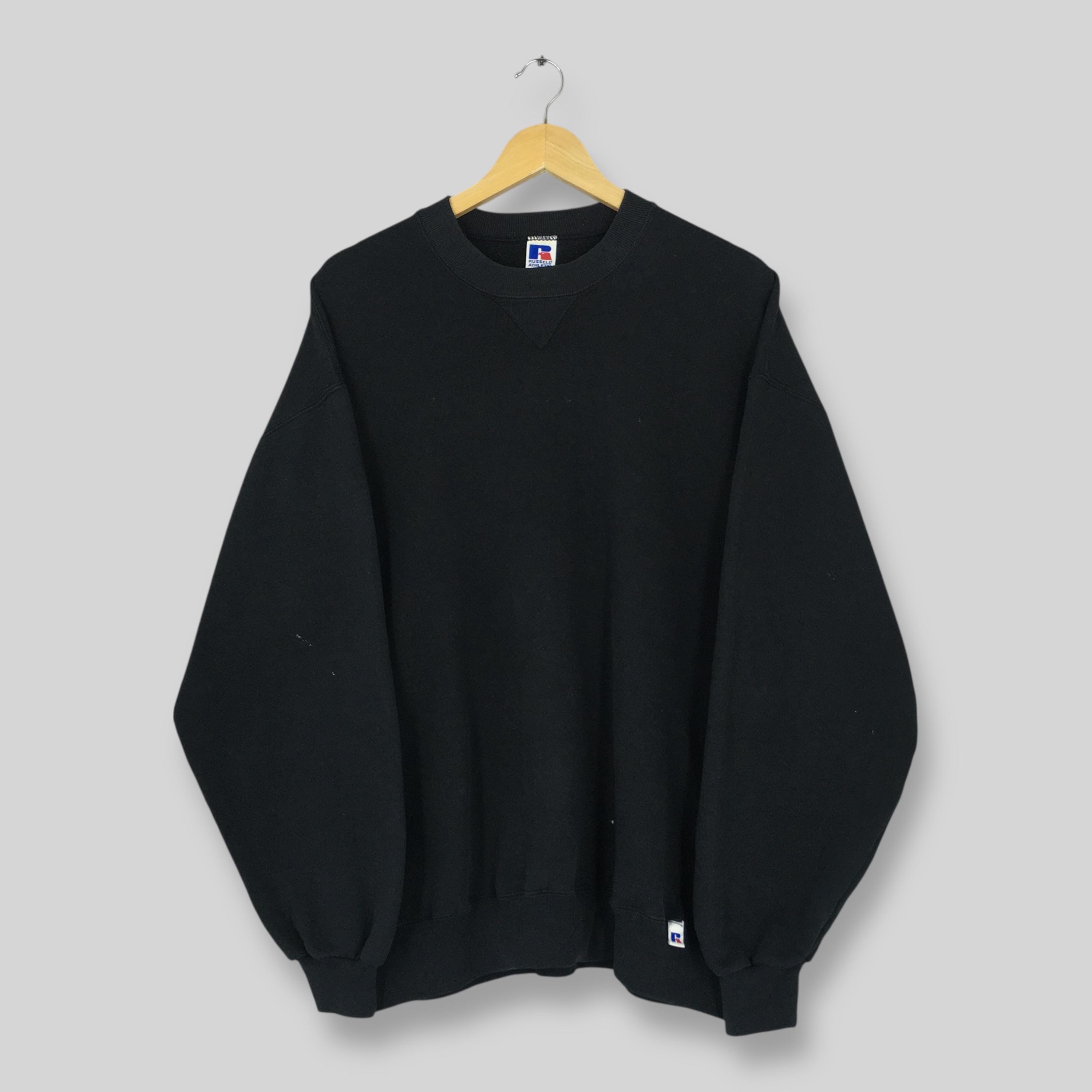 トップス RUSSELL SWEATSHIRTS 1990s SWT2609 Vintage 1990s Russell Athletic Black Sweatshirt Xlarge Russell