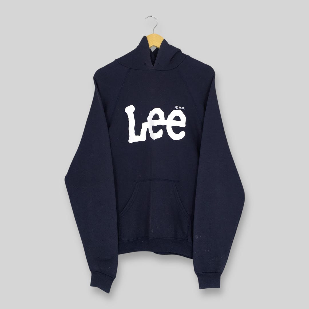 Vintage 90's Lee Usa Blue Hoodie Sweatshirt Large Lee Spell Out