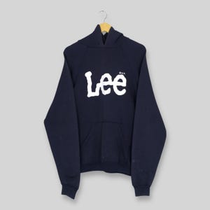 Vintage 90's Lee Usa Blue Hoodie Sweatshirt Large Lee Spell Out Sweater Lee Jeans Jumper Lee Union Made Sportswear Hoodies Size L