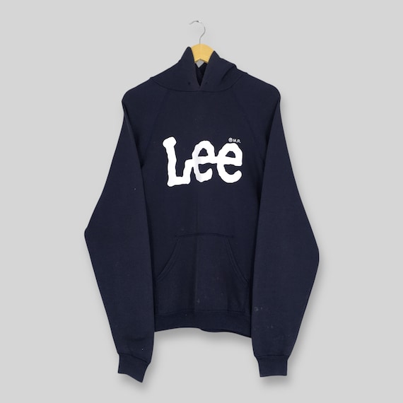 Vintage 90's Lee Usa Blue Hoodie Sweatshirt Large Lee Spell Out