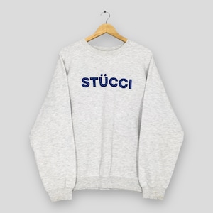 RARE Vintage Stussy STUCCI Gray Sweatshirt Medium Stussy Stucci Monogram Spell Out Logo Sweater Stussy Skater Streetwear Crewneck Size M