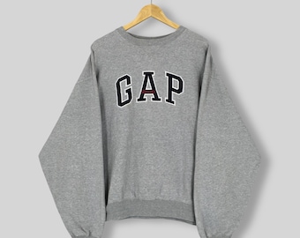 Vintage Y2K Gap Athletic Sweatshirt Stor Gap Athletic Broderi Stavningströja Gatumode Streetwear Boxy Crewneck Storlek L