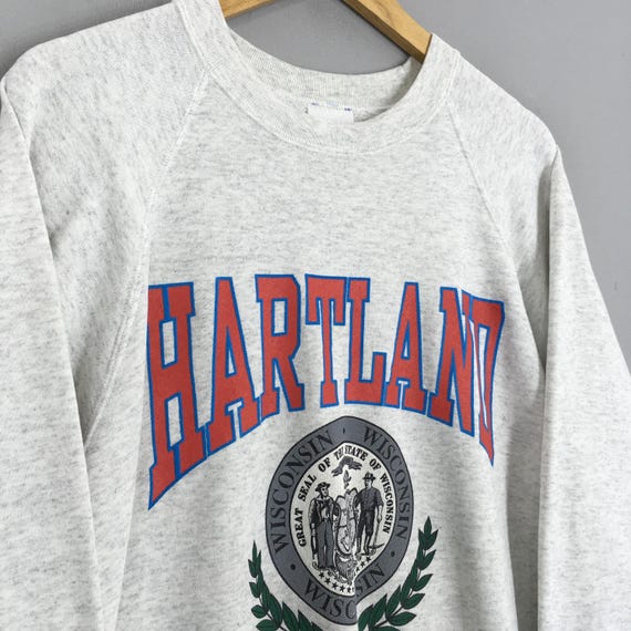 Vintage 90s Hartland Village Wisconsin Sweatshirt XLarge Hartland Great Seal Wisconsin Printed Sweater Hartland Jumper Wisconsin Crewneck XL View 3