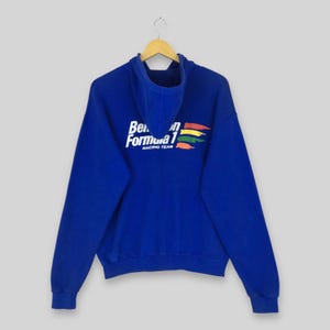 Vintage 90s Benetton Formula 1 Racing Team Hoodie Medium Benetton F1 Spell Out Logo Sweater United Colors Of Benetton Pullover Hoodie Size M