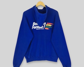 Vintage 90s Benetton Formula 1 Racing Team Hoodie Medium Benetton F1 Spell Out Logo Sweater United Colors Of Benetton Pullover Hoodie Size M