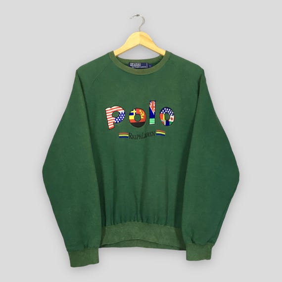 Vintage 90s Polo Ralph Lauren Green Sweatshirt Large Polo Ralph