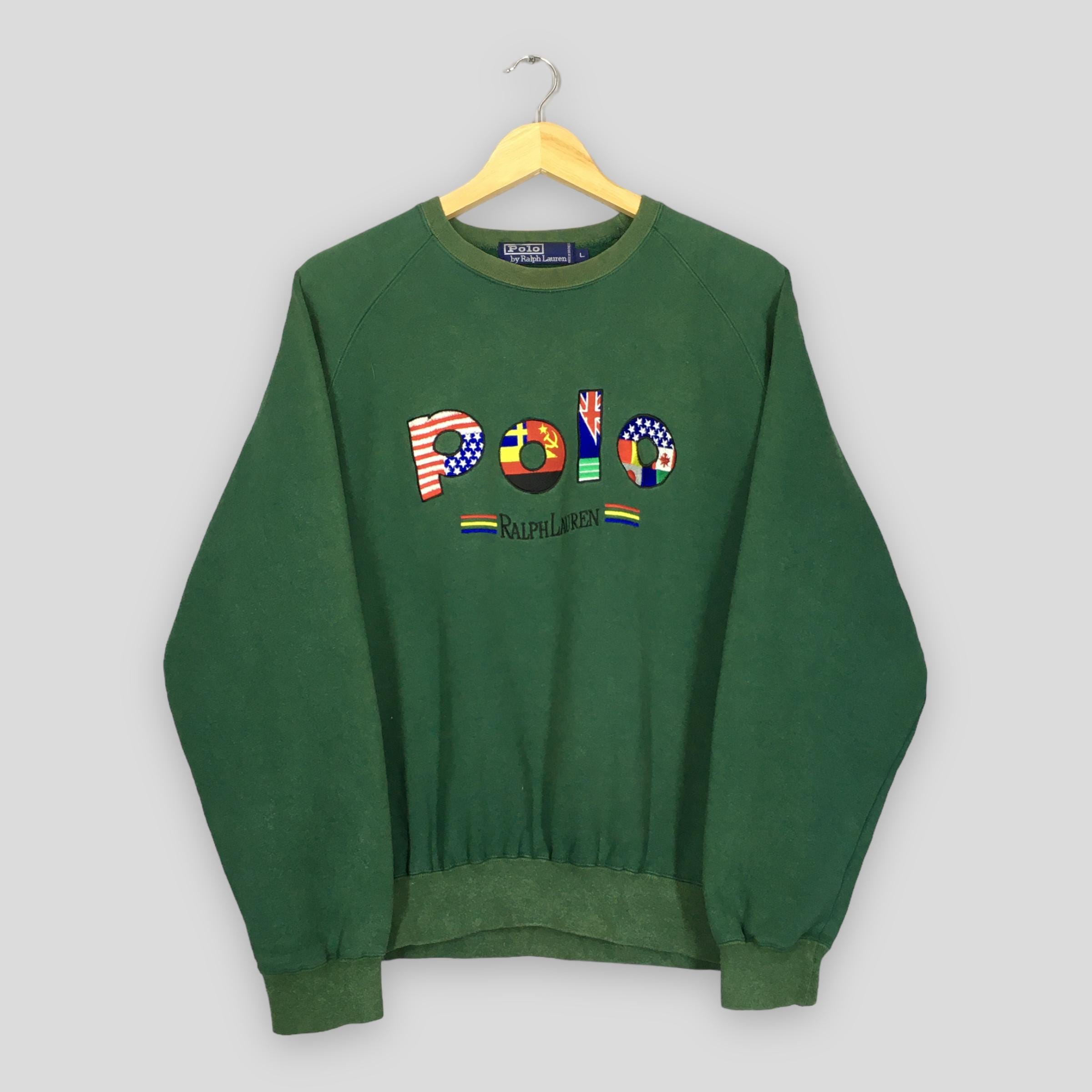 Vintage 90s Polo Ralph Lauren Green Sweatshirt Large Polo Ralph