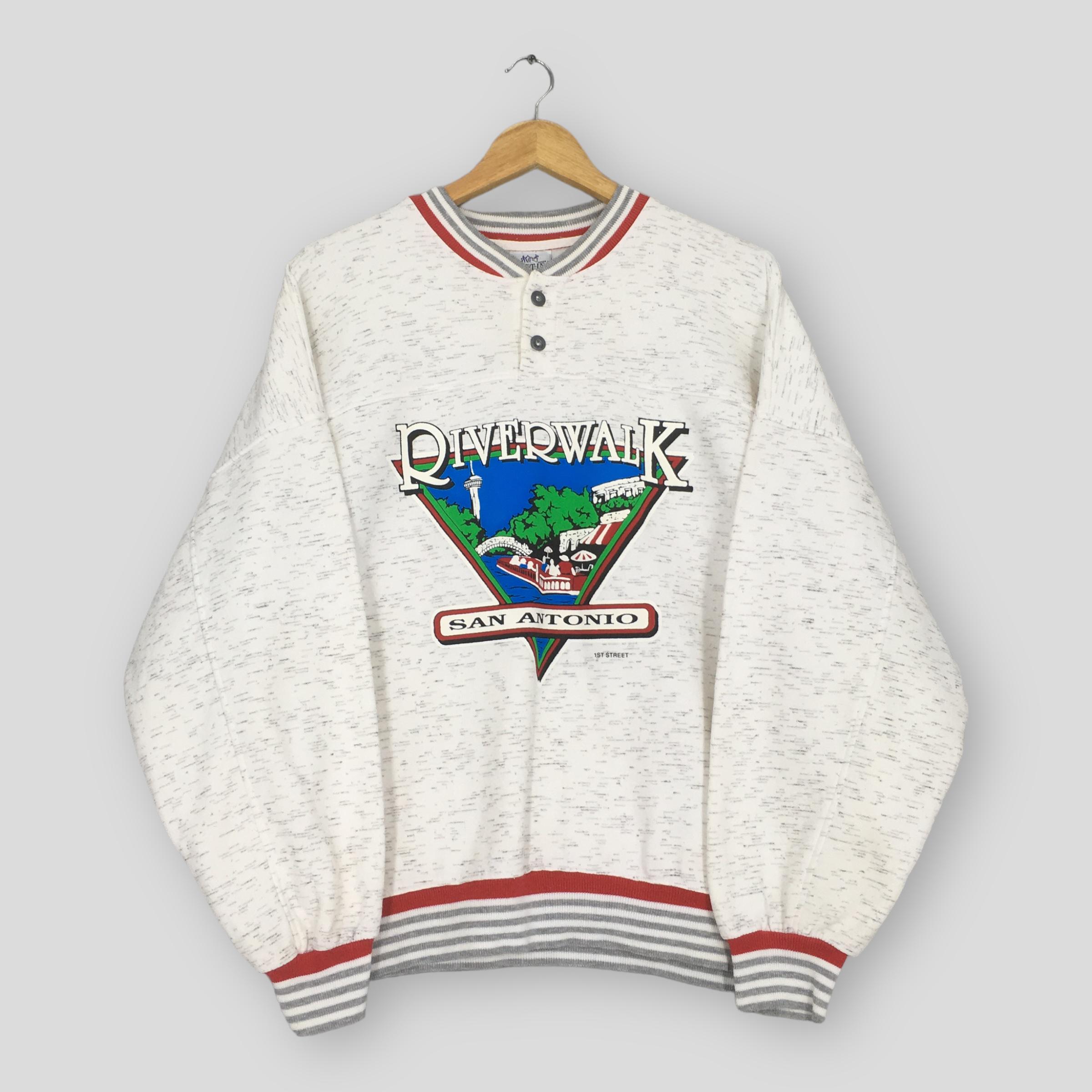 Vintage 90s San Antonio Riverwalk Texas Sweatshirt Large Riverwalk San Antonio Printed Crewneck San Antonio River Walk Gray Crewneck Size L