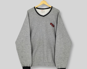 Vintage Nike Swoosh Graues Sweatshirt Großes 90er Jahre Nike Swoosh Spell Out Besticktes Logo Sweatshirt Nike Sportpullover Nike Streetwear Rundhalsausschnitt L