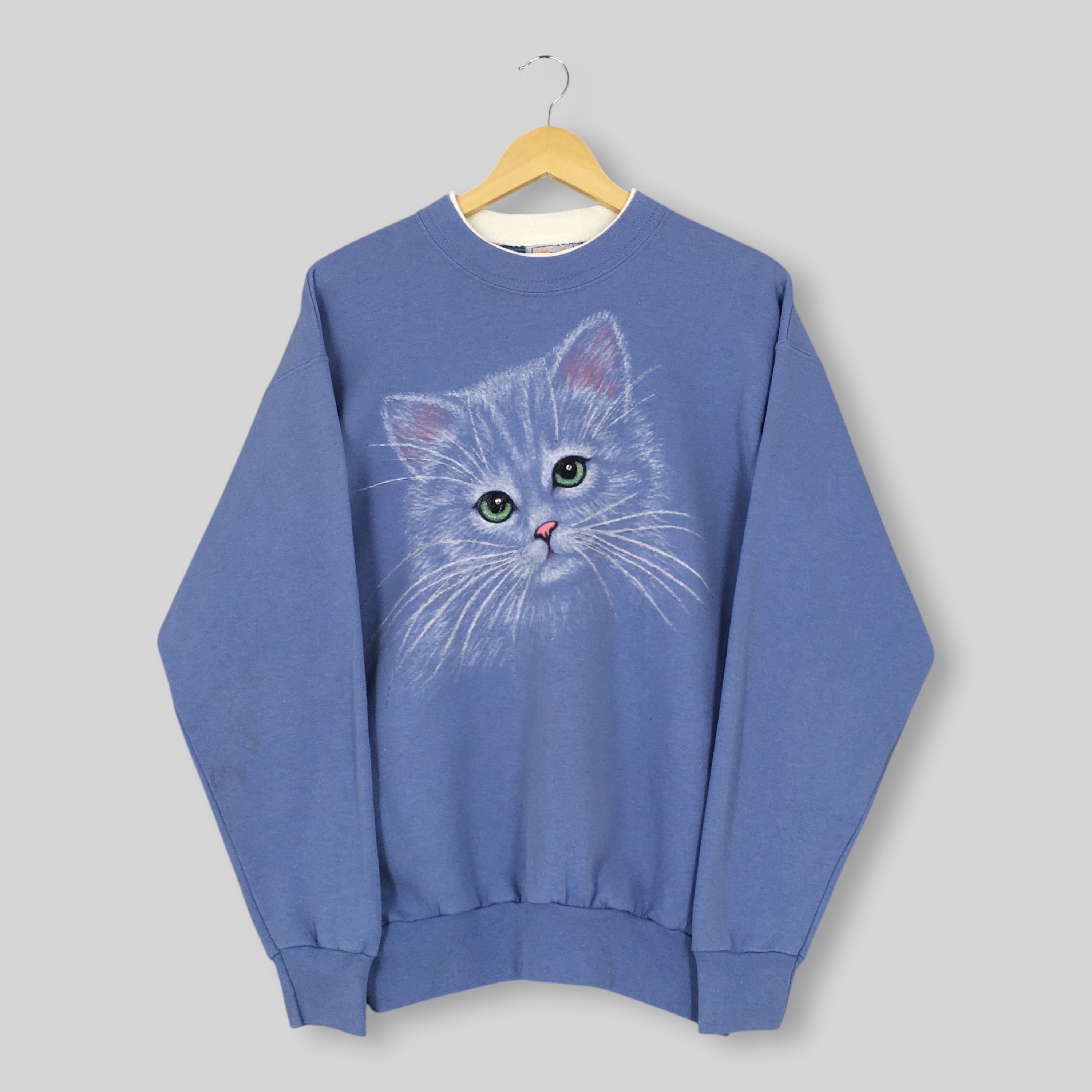 Vintage Morning Sun Cute Kitten Sweatshirt Medium Cat Kitten Face