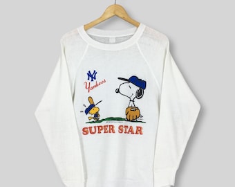 Vintage 80s Peanuts New York Yankees MLB Sweatshirt Medium NY Yankees Snoopy Woodstock Mlb Sweater NY Yankees American Baseball Crewneck M