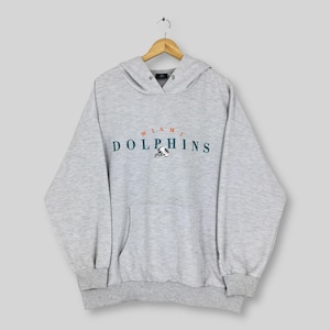 Vintage Miami Dolphins NFL Hoodie Sweatshirt XXLarge Miami Dolphins Embroidered Sweater Dolphins American Football Pullover Hoodie Size XXL