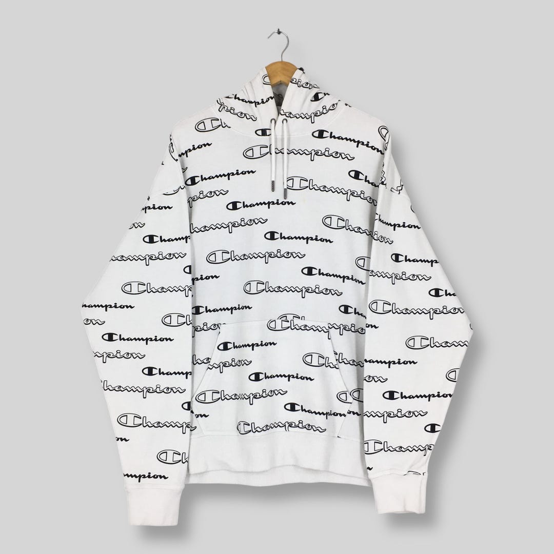 Vintage Champion All Over Printed Hoodie Sweatshirt Xxlarge