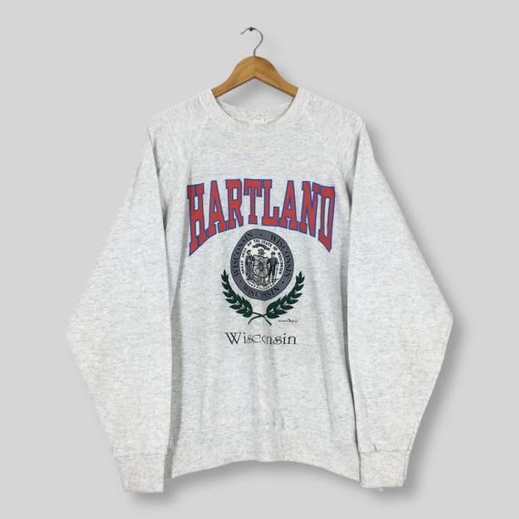 Vintage 90s Hartland Village Wisconsin Sweatshirt XLarge Hartland Great Seal Wisconsin Printed Sweater Hartland Jumper Wisconsin Crewneck XL
