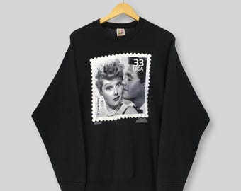 Vintage 90s I Love Lucy American Sitcom Sweatshirt Large I Love Lucy Stamp Art Graphics Sweater Lucille Ball Classic Tv Show Crewneck Size L