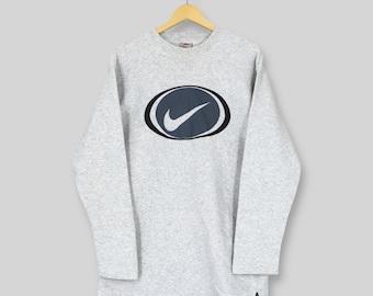 Vintage 90s Nike Swoosh Jumper Sweatshirt Medium Nike Big Swoosh Printed Logo Pullover Nike Just Do It Sportswear Gray Crewneck Size M