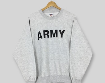 Vintage Y2K graues Sweatshirt der US-Armee Großes graues Sweatshirt der US-Armee West Point Pullover mit Rundhalsausschnitt Größe L