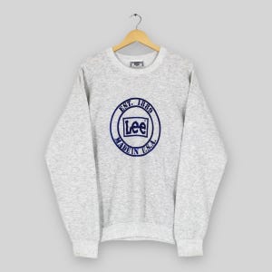 Vintage 90&#39;s Lee Jeans Usa Gray Sweatshirt Large Lee Spell Out Sweater Lee Jeans Jumper Lee Union Made Sportswear Crewneck Size L