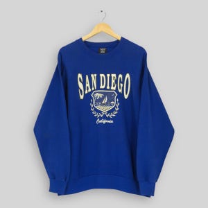 Vintage San Diego City California Sweatshirt Xlarge San Diego Usa Spell Out Logo Sweater San Diego California Jumper Blue Crewneck Size XL