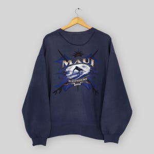 Vintage 90s Maui Waveriders Hawaii Sweatshirt Medium Crazy Shirts Maui Surfing Hawaii Sweater Maui Hawaii Snowboarding Blue Crewneck Size M