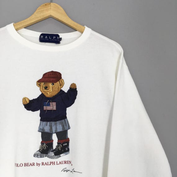 Vintage 90s Polo Bear Ralph Lauren Sweatshirt Medium Preppy Girl