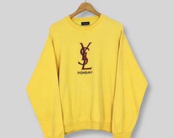 Vintage YVES SAINT LAURENT Sweatshirt Sweater With Sidetape White