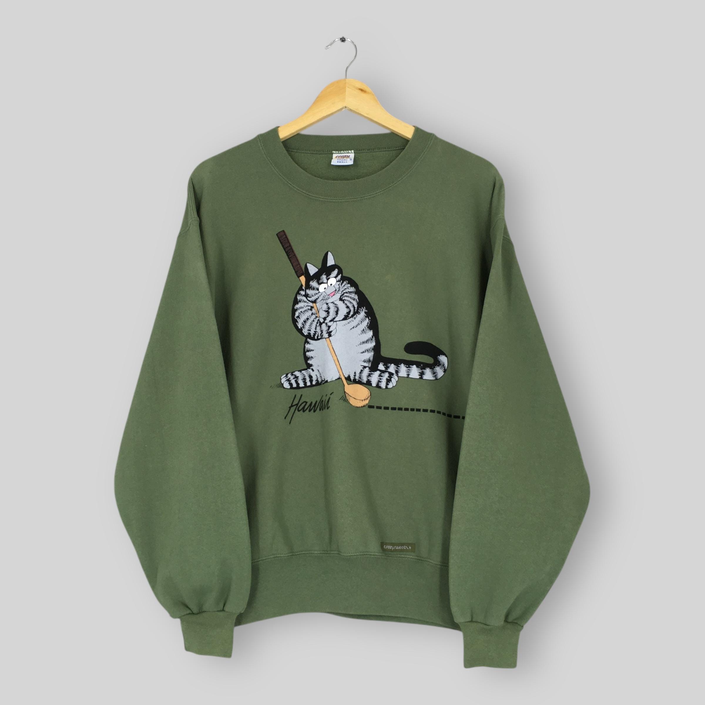 Vintage 90s B Kliban Cat Golf Hawaii Boxy Sweatshirt Small Crazy