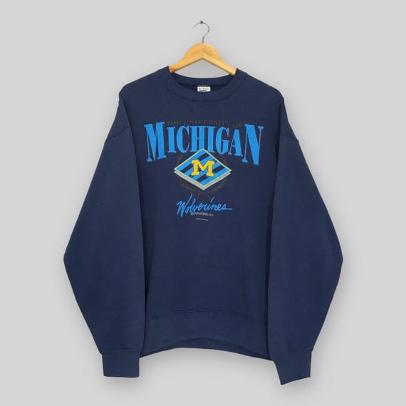 Vintage Michigan Wolverines NCAA Sweatshirt XLarge Michigan Wolverines Printed Sweater University of Michigan Crewneck Wolverines Jumper XL