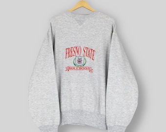Vintage Fresno State Bulldogs NCAA Sweatshirt XLarge Fresno State Bulldogs Embroidered Sweater California State University Fresno Jumper XL