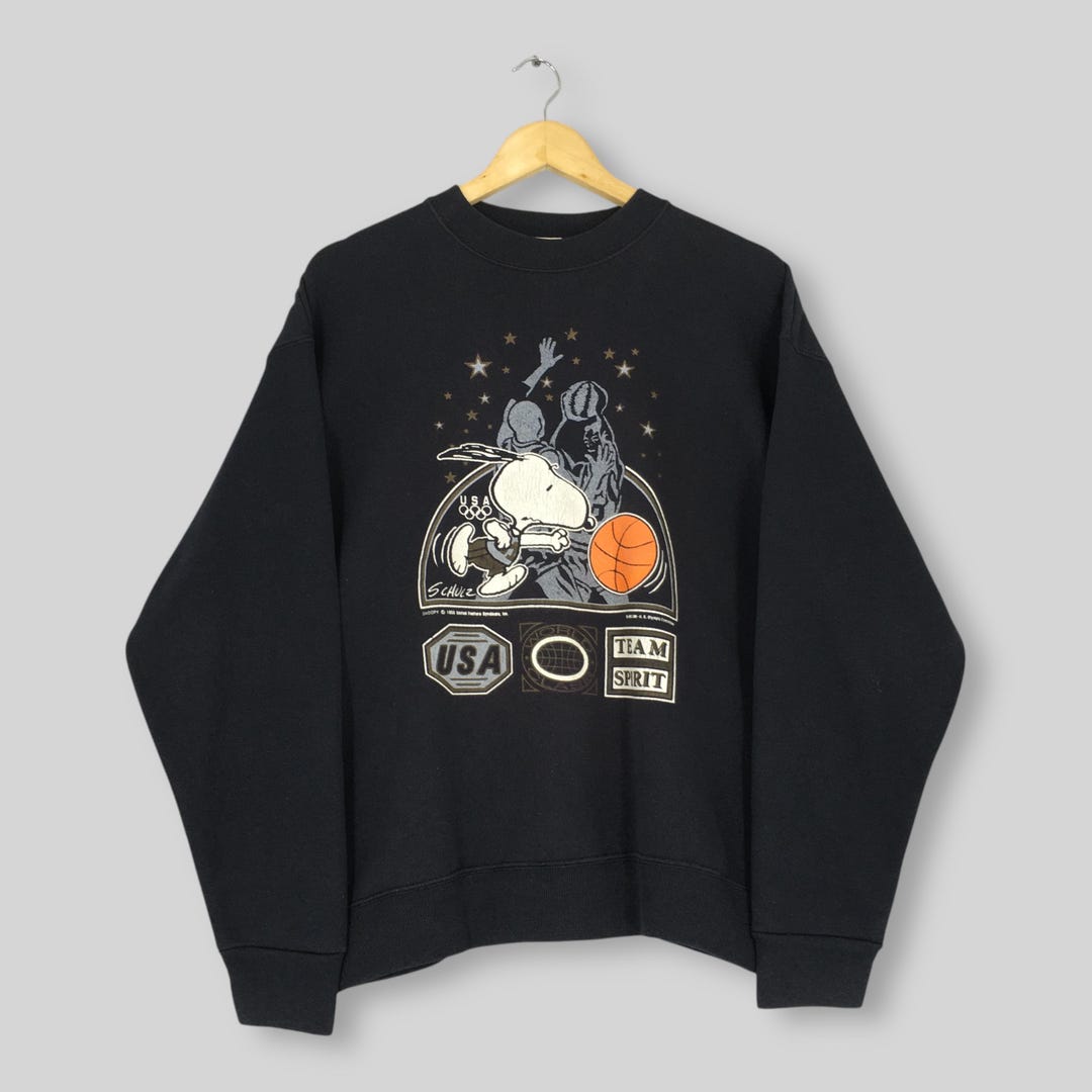 RARE Vintage 90s Snoopy Peanuts USA Olympics Sweatshirt Large Usa