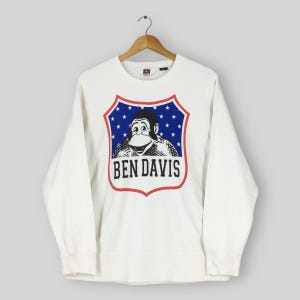 Vintage Ben Davis San Francisco White Sweatshirt Medium Ben Davis San Francisco Logo Sweater Ben Davis Jumper San Francisco Crewneck Size M