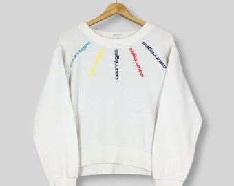 Vintage 90s Courreges Paris White Sweatshirt Medium Courreges Sport Futur Embroidered Logo Jumper Courreges Women Sweater Size M