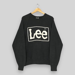 Vintage 90&#39;s Lee Jeans Usa Black Sweatshirt Large Lee Spell Out Sweater Lee Jeans Jumper Lee Union Made Sportswear Crewneck Size L