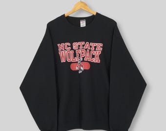 Vintage NC State Wolfpack Ncaa Sweatshirt XLarge NC State Wolfpack Spell Out Logo Sweater North Carolina State University Black Crewneck XL