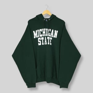 Vintage Michigan State University Hoodie Oversize Michigan State Spell Out Sweater Michigan State Spartans NCAA Pullover Hoodie Size 3XL