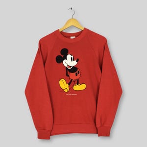 Vintage 80&#39;s Mickey Mouse Disney Sweatshirts Medium Mickey Mouse Printed Graphic Sweater Walt Disney Mickey Cartoon Crewneck Size M
