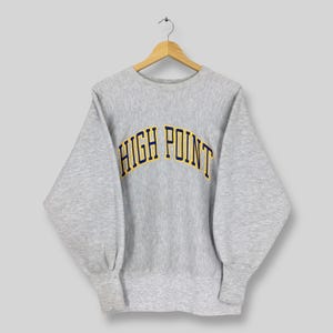 Vintage jaren 90 kampioen hoog punt universiteitssweater medium hoog punt universiteit spell Out trui hoog punt omgekeerd geweven trui maat M