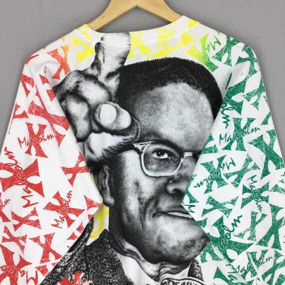 Vintage Malcolm X All Over Print Sweatshirt Xlarge Great Malcom X