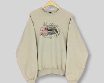 Vintage Montana The Treasure State Sweatshirt Large Montana Big Sky Country Graphics Sweater Birds Animal Habitat Nature Crewneck Size L