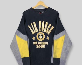 Bluza z nadrukiem z logo Sił Powietrznych USAF w stylu vintage, rozmiar S, z nadrukiem, z okrągłym dekoltem, z nadrukiem Sił Powietrznych USAF