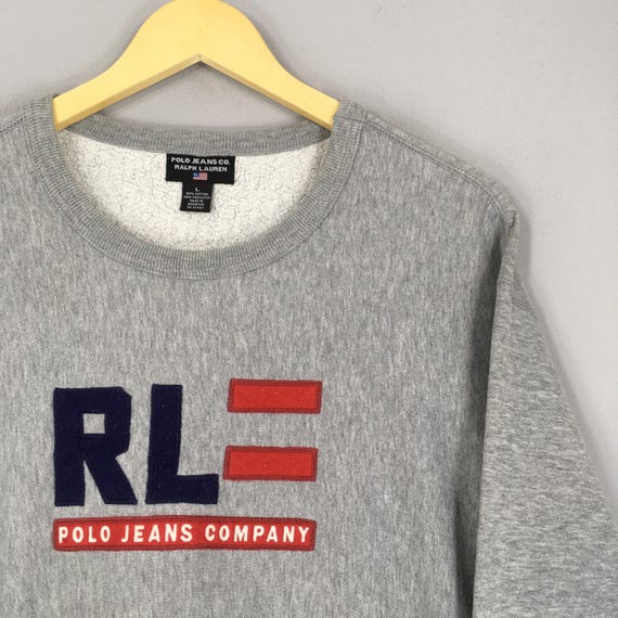 Vintage Polo Jeans Ralph Lauren Gray Sweatshirt Large Polo Jeans 