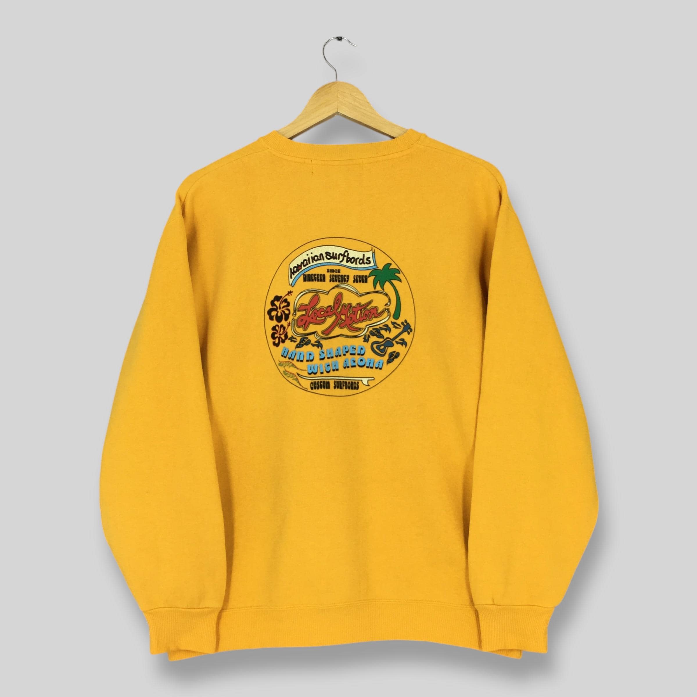 Vintage 90s Local Motion Hawaii Yellow Sweatshirt Medium Local