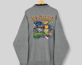 Vintage Harley Davidson Motorcycle Half Zipper Sweatshirt XXLarge Harley Davidson New Orleans Sweater Louisiana HD American Pullover 2XL
