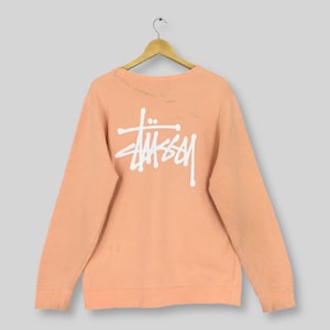 Vintage Distressed Stussy International Sweatshirt Medium Stussy Spell Out Printed Logo Sweater Stussy NY Peach Crewneck Size M