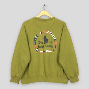 Vintage 90s Polo Ralph Lauren Green Sweatshirt Medium Polo Ralph Lauren Country Flag Sweater Polo By Ralph Lauren Jumper RL Crewneck Size M