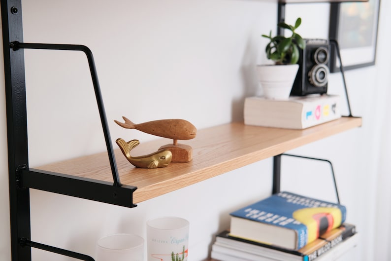 Modern Wall Mounted Bookshelf White Oak