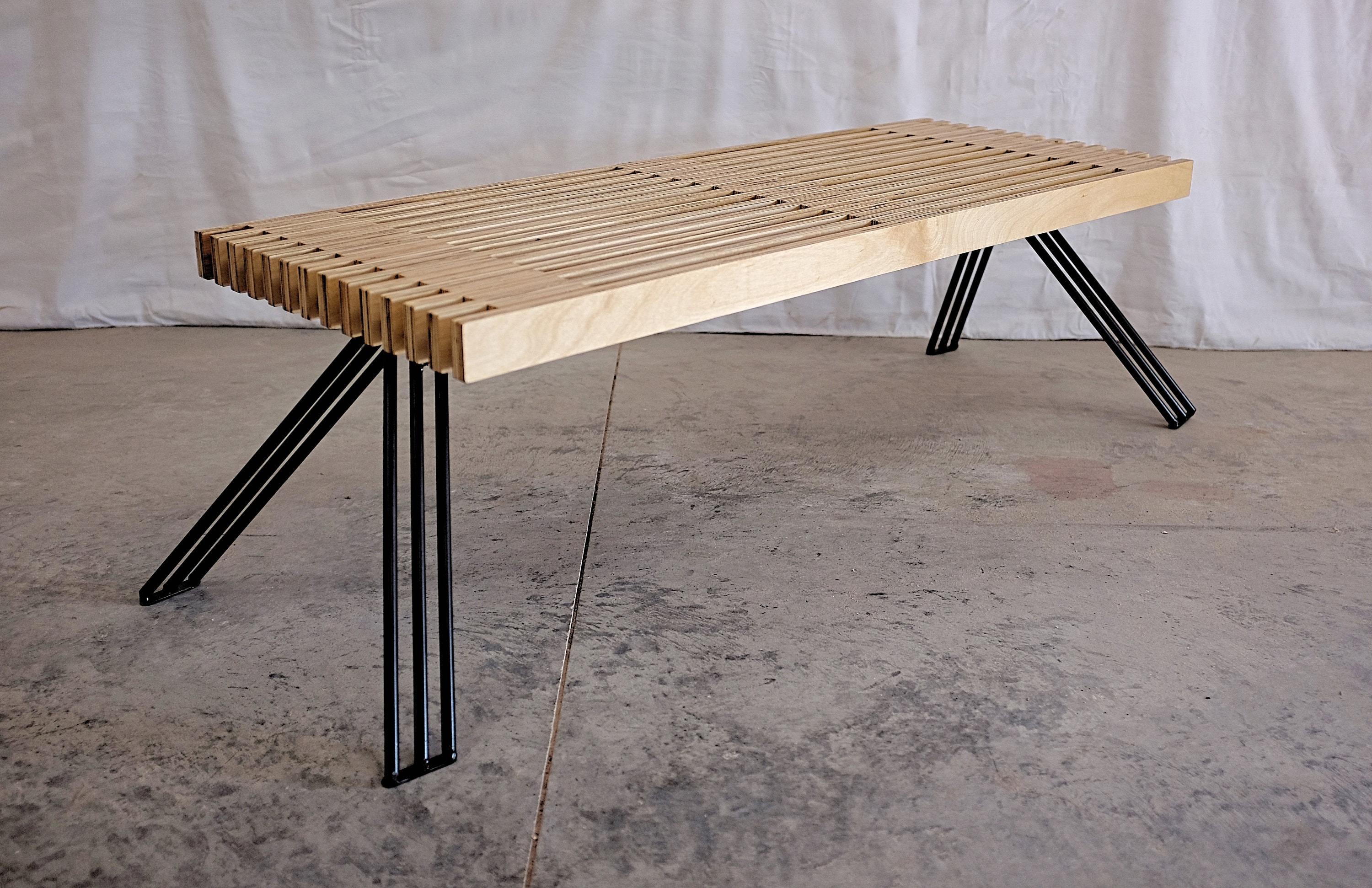 Wood slat 2024 coffee table