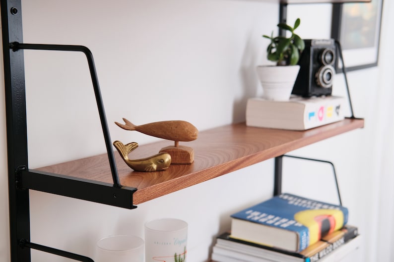 Modern Wall Mounted Bookshelf Mahogany